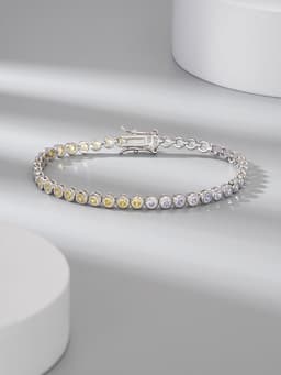 image-S925 Sterling Silver Two-tone Zircon Fashion All-match Bracelet