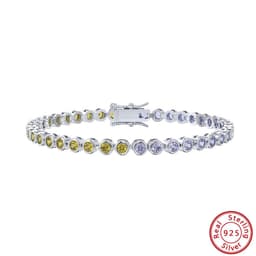 image-S925 Sterling Silver Two-tone Zircon Fashion All-match Bracelet
