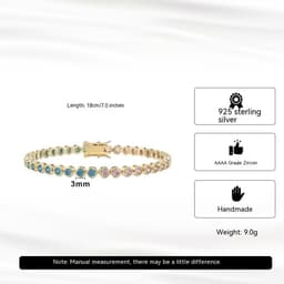 image-S925 Sterling Silver Two-tone Zircon Fashion All-match Bracelet