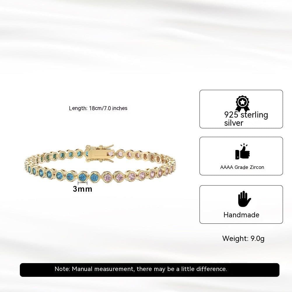 image-S925 Sterling Silver Two-tone Zircon Fashion All-match Bracelet