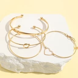 image-Vintage Gold Crystal Heart Letter Love Bangle Bracelet For Women Fashion Multi-layer Geometric Charm Bracelets Jewelry Gifts