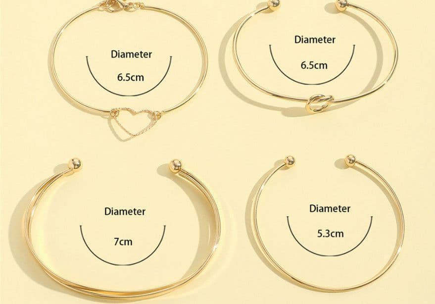 image-Vintage Gold Crystal Heart Letter Love Bangle Bracelet For Women Fashion Multi-layer Geometric Charm Bracelets Jewelry Gifts