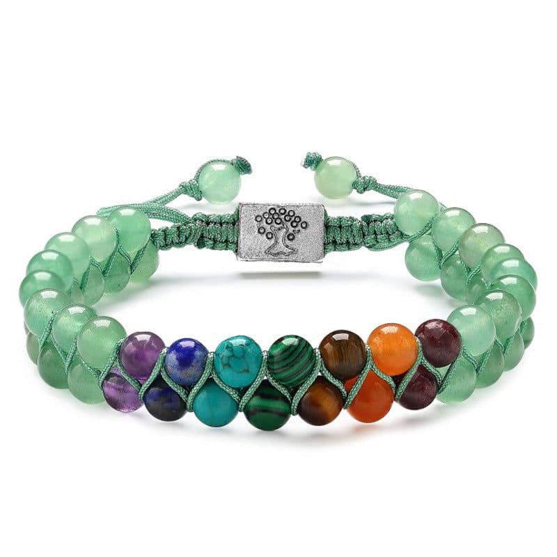 image-Fashion Jewelry 6mm 7 Chakra Stone Bead Yoga Meditation Bracelet Healing Crystal Double Layer Natural Gemstone Beaded Anxiety Bracelets For Women