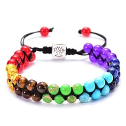 image-Fashion Jewelry 6mm 7 Chakra Stone Bead Yoga Meditation Bracelet Healing Crystal Double Layer Natural Gemstone Beaded Anxiety Bracelets For Women