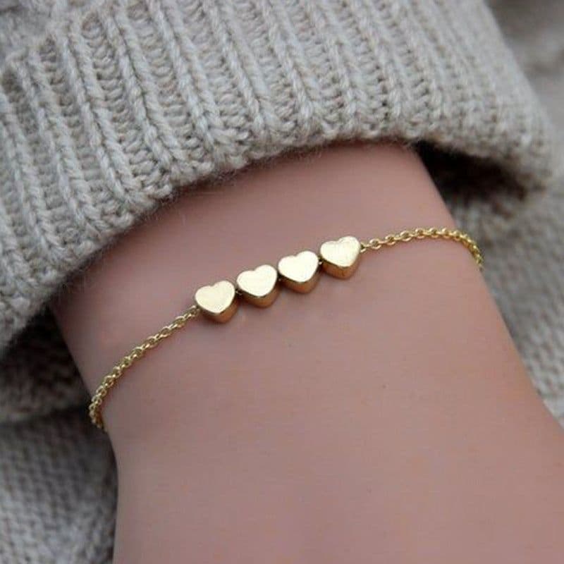 image-Fashion Jewelry Exquisite New Korean Fashion Temperament Simple Thin Chain Heart Bracelet For Women Girls Birthday Party Jewelry Gift