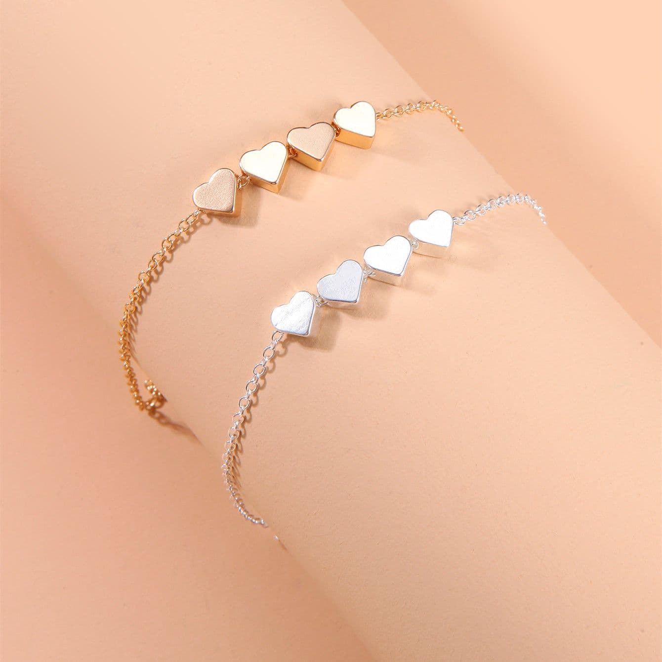 image-Fashion Jewelry Exquisite New Korean Fashion Temperament Simple Thin Chain Heart Bracelet For Women Girls Birthday Party Jewelry Gift
