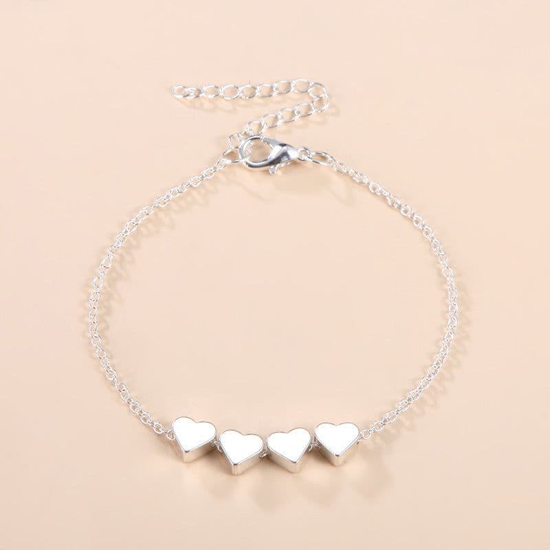 image-Fashion Jewelry Exquisite New Korean Fashion Temperament Simple Thin Chain Heart Bracelet For Women Girls Birthday Party Jewelry Gift