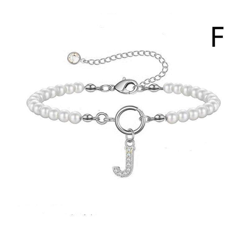 image-2024 New Fashion Toggle Clasp Initial Bracelet Women A-Z Letter Pendant 6mm Pearl Bracelet For Women Jewelry Gift