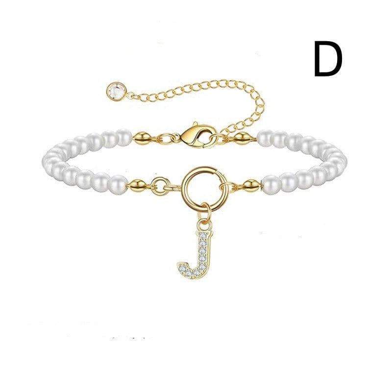 image-2024 New Fashion Toggle Clasp Initial Bracelet Women A-Z Letter Pendant 6mm Pearl Bracelet For Women Jewelry Gift