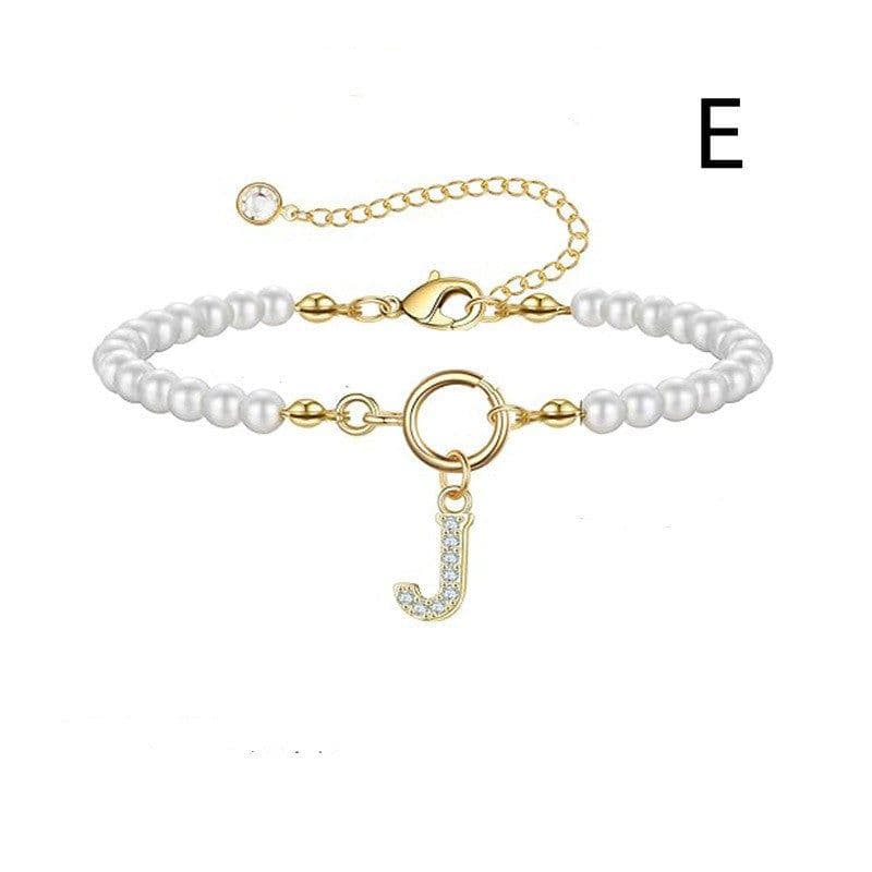 image-2024 New Fashion Toggle Clasp Initial Bracelet Women A-Z Letter Pendant 6mm Pearl Bracelet For Women Jewelry Gift