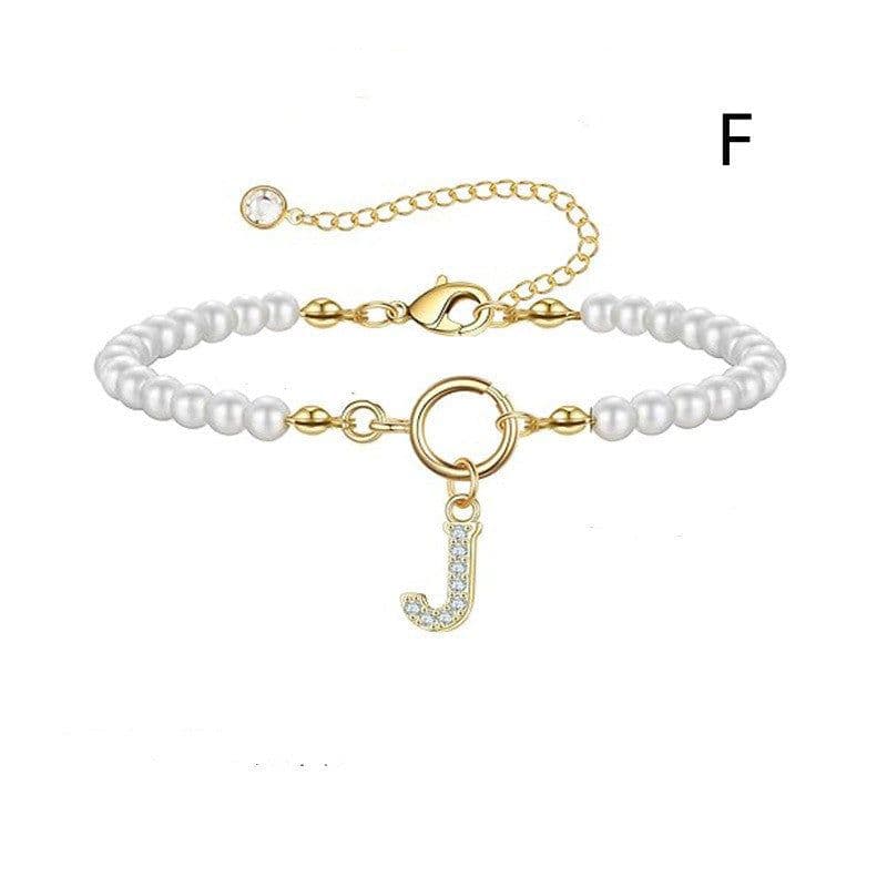 image-2024 New Fashion Toggle Clasp Initial Bracelet Women A-Z Letter Pendant 6mm Pearl Bracelet For Women Jewelry Gift