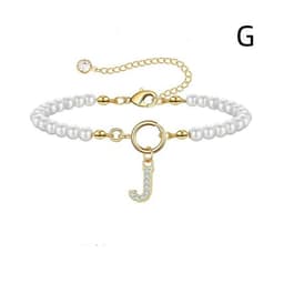 image-2024 New Fashion Toggle Clasp Initial Bracelet Women A-Z Letter Pendant 6mm Pearl Bracelet For Women Jewelry Gift
