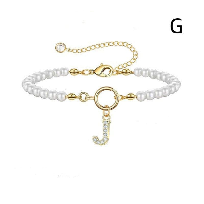 image-2024 New Fashion Toggle Clasp Initial Bracelet Women A-Z Letter Pendant 6mm Pearl Bracelet For Women Jewelry Gift