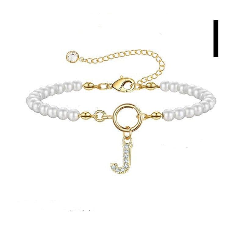 image-2024 New Fashion Toggle Clasp Initial Bracelet Women A-Z Letter Pendant 6mm Pearl Bracelet For Women Jewelry Gift