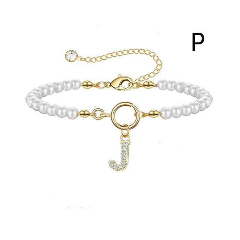 image-2024 New Fashion Toggle Clasp Initial Bracelet Women A-Z Letter Pendant 6mm Pearl Bracelet For Women Jewelry Gift