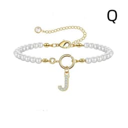 image-2024 New Fashion Toggle Clasp Initial Bracelet Women A-Z Letter Pendant 6mm Pearl Bracelet For Women Jewelry Gift