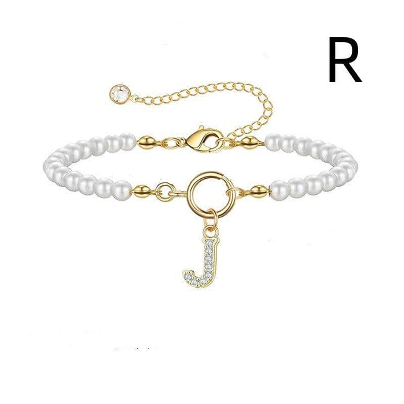image-2024 New Fashion Toggle Clasp Initial Bracelet Women A-Z Letter Pendant 6mm Pearl Bracelet For Women Jewelry Gift