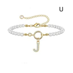 image-2024 New Fashion Toggle Clasp Initial Bracelet Women A-Z Letter Pendant 6mm Pearl Bracelet For Women Jewelry Gift