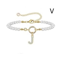 image-2024 New Fashion Toggle Clasp Initial Bracelet Women A-Z Letter Pendant 6mm Pearl Bracelet For Women Jewelry Gift