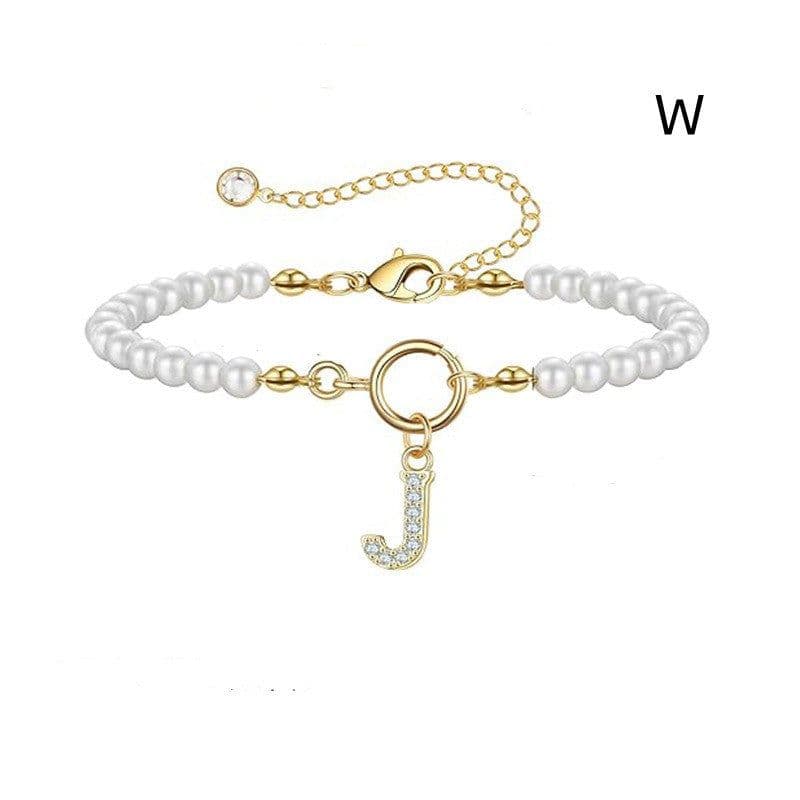 image-2024 New Fashion Toggle Clasp Initial Bracelet Women A-Z Letter Pendant 6mm Pearl Bracelet For Women Jewelry Gift