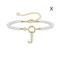 image-2024 New Fashion Toggle Clasp Initial Bracelet Women A-Z Letter Pendant 6mm Pearl Bracelet For Women Jewelry Gift