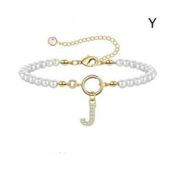 image-2024 New Fashion Toggle Clasp Initial Bracelet Women A-Z Letter Pendant 6mm Pearl Bracelet For Women Jewelry Gift