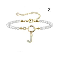 image-2024 New Fashion Toggle Clasp Initial Bracelet Women A-Z Letter Pendant 6mm Pearl Bracelet For Women Jewelry Gift