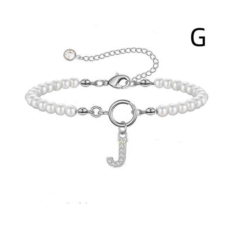 image-2024 New Fashion Toggle Clasp Initial Bracelet Women A-Z Letter Pendant 6mm Pearl Bracelet For Women Jewelry Gift