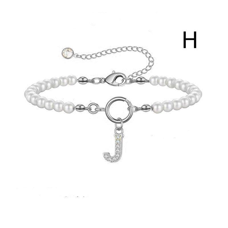 image-2024 New Fashion Toggle Clasp Initial Bracelet Women A-Z Letter Pendant 6mm Pearl Bracelet For Women Jewelry Gift