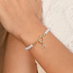 image-2024 New Fashion Toggle Clasp Initial Bracelet Women A-Z Letter Pendant 6mm Pearl Bracelet For Women Jewelry Gift