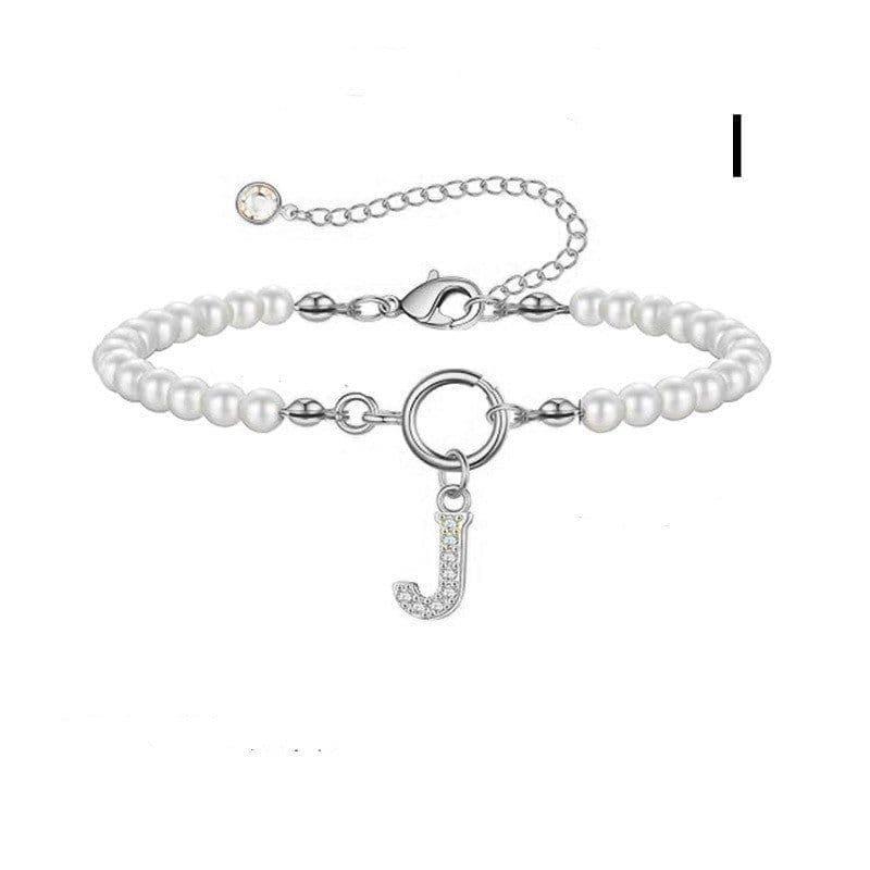image-2024 New Fashion Toggle Clasp Initial Bracelet Women A-Z Letter Pendant 6mm Pearl Bracelet For Women Jewelry Gift