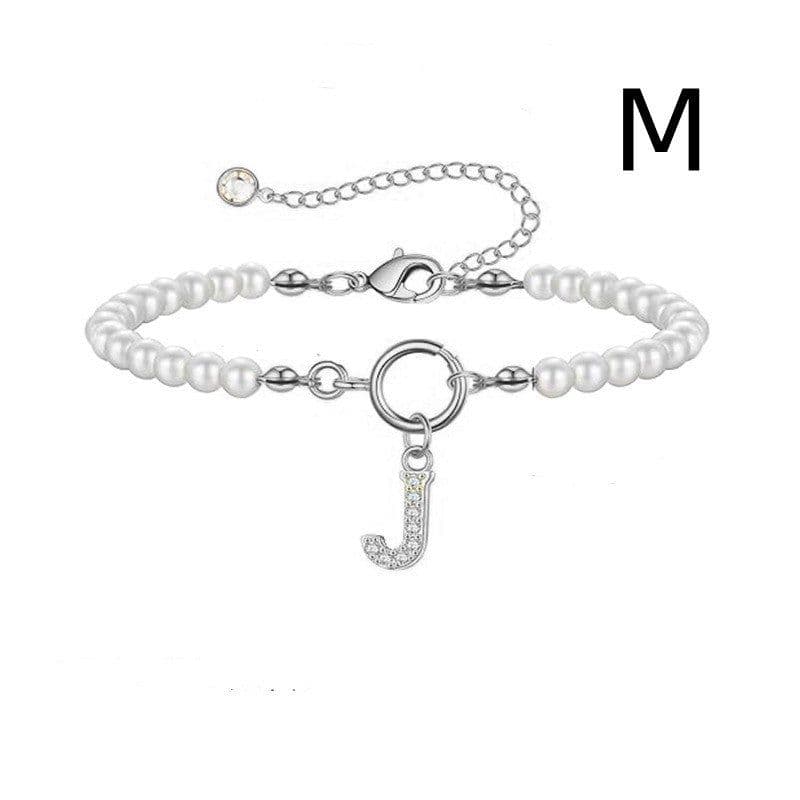 image-2024 New Fashion Toggle Clasp Initial Bracelet Women A-Z Letter Pendant 6mm Pearl Bracelet For Women Jewelry Gift