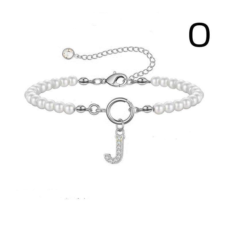 image-2024 New Fashion Toggle Clasp Initial Bracelet Women A-Z Letter Pendant 6mm Pearl Bracelet For Women Jewelry Gift