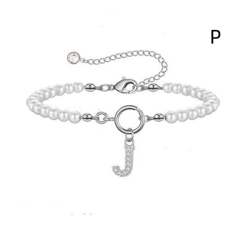 image-2024 New Fashion Toggle Clasp Initial Bracelet Women A-Z Letter Pendant 6mm Pearl Bracelet For Women Jewelry Gift