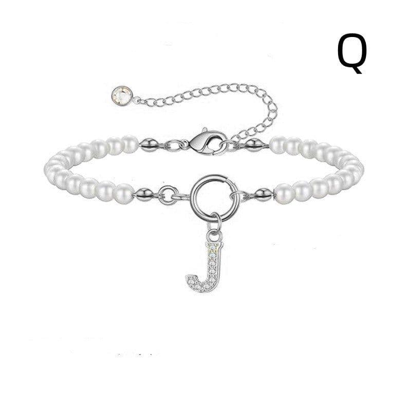 image-2024 New Fashion Toggle Clasp Initial Bracelet Women A-Z Letter Pendant 6mm Pearl Bracelet For Women Jewelry Gift