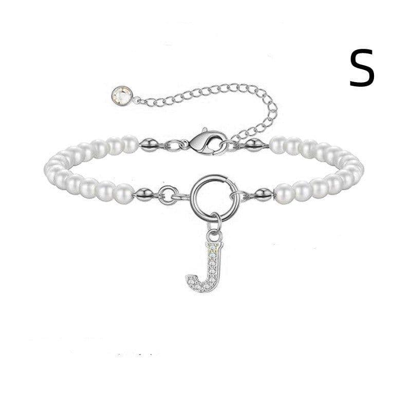 image-2024 New Fashion Toggle Clasp Initial Bracelet Women A-Z Letter Pendant 6mm Pearl Bracelet For Women Jewelry Gift