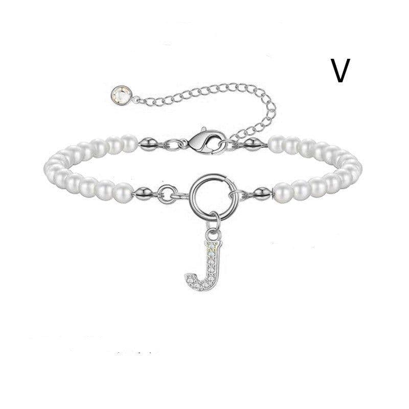 image-2024 New Fashion Toggle Clasp Initial Bracelet Women A-Z Letter Pendant 6mm Pearl Bracelet For Women Jewelry Gift