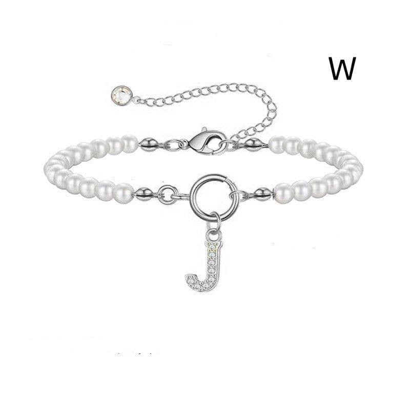 image-2024 New Fashion Toggle Clasp Initial Bracelet Women A-Z Letter Pendant 6mm Pearl Bracelet For Women Jewelry Gift