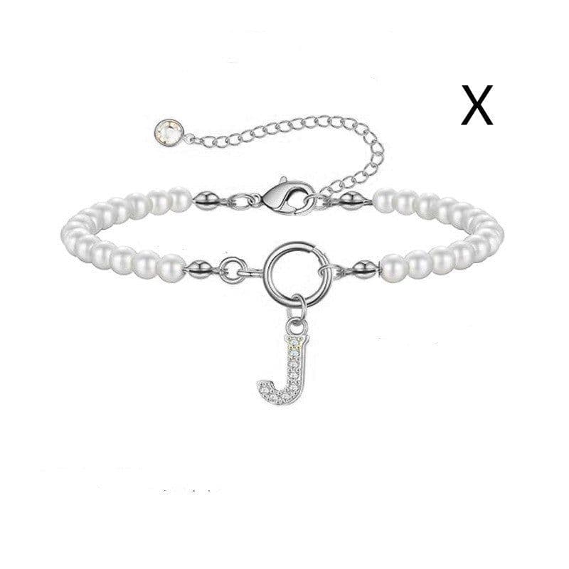 image-2024 New Fashion Toggle Clasp Initial Bracelet Women A-Z Letter Pendant 6mm Pearl Bracelet For Women Jewelry Gift