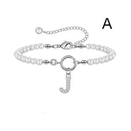 image-2024 New Fashion Toggle Clasp Initial Bracelet Women A-Z Letter Pendant 6mm Pearl Bracelet For Women Jewelry Gift