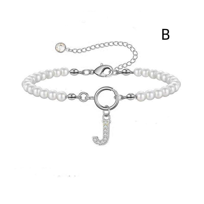 image-2024 New Fashion Toggle Clasp Initial Bracelet Women A-Z Letter Pendant 6mm Pearl Bracelet For Women Jewelry Gift