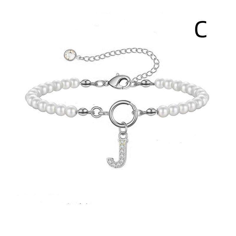 image-2024 New Fashion Toggle Clasp Initial Bracelet Women A-Z Letter Pendant 6mm Pearl Bracelet For Women Jewelry Gift