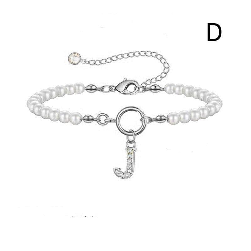 image-2024 New Fashion Toggle Clasp Initial Bracelet Women A-Z Letter Pendant 6mm Pearl Bracelet For Women Jewelry Gift