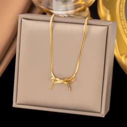 image-Fashion Jewelry Snake Bones Chain Butterfly Sweet Necklace Titanium Steel 18K Gold Plating
