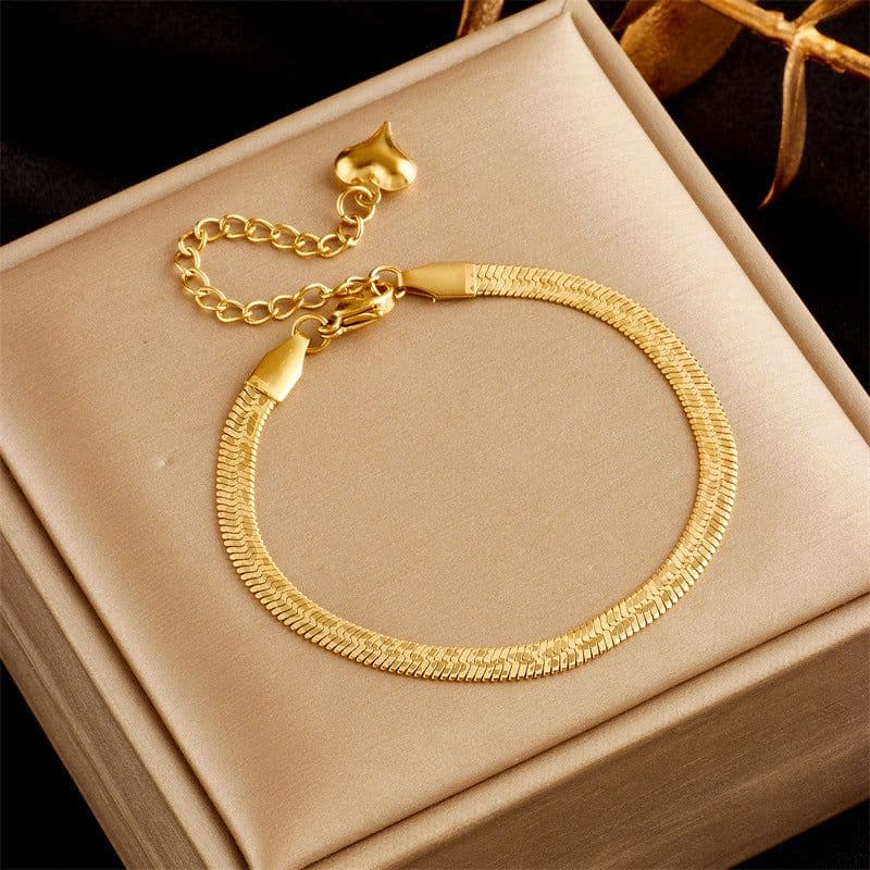 image-Stainless Steel Gold Plated Punk Fashion Double Layer Bracelet For Women Girl Snake Chain Party Luxury Jewelry