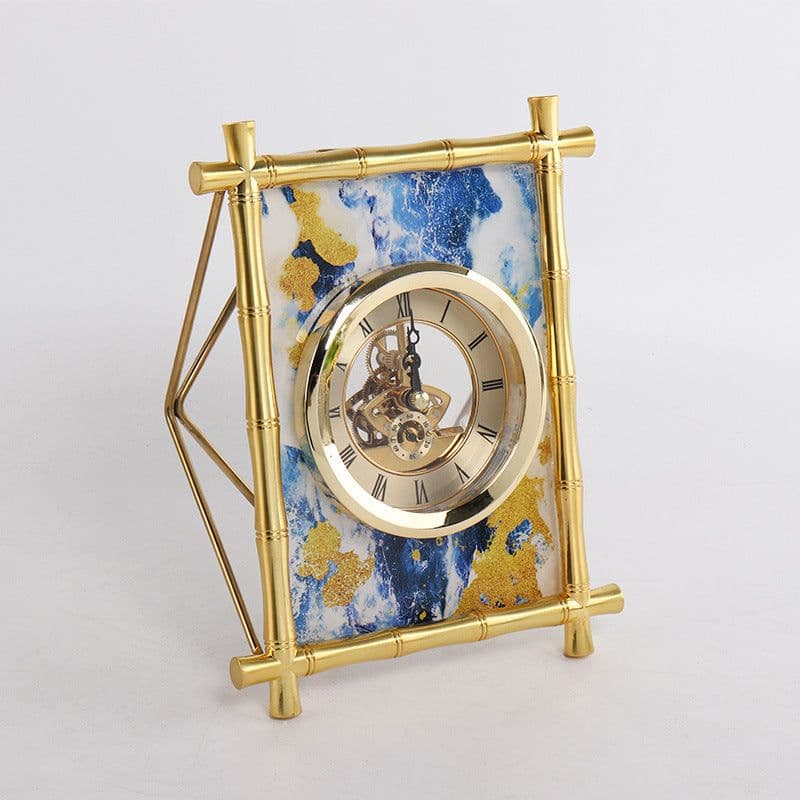 image-European Style Living Room Bedroom Desktop Electronic Silent Metal Clock And Watch Model Room Soft-Covered Clock Accessories