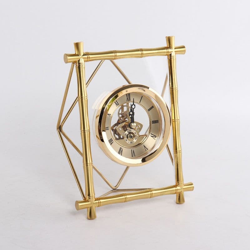 image-European Style Living Room Bedroom Desktop Electronic Silent Metal Clock And Watch Model Room Soft-Covered Clock Accessories