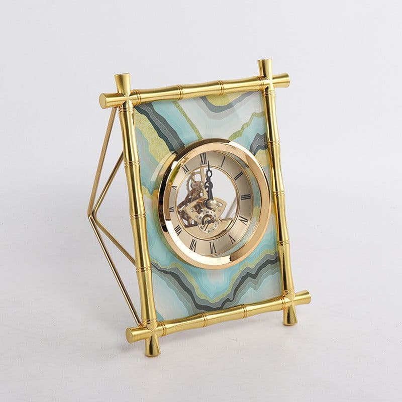 image-European Style Living Room Bedroom Desktop Electronic Silent Metal Clock And Watch Model Room Soft-Covered Clock Accessories