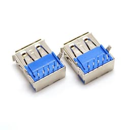 image-USB Female 3.0 AF Bend-foot Horizontal Socket 90 Degree A Female DIP Blue Glue A Female Connector Copper Shell Iron Shell