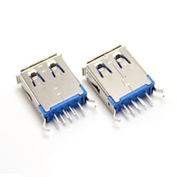 image-USB Female 3.0 AF Bend-foot Horizontal Socket 90 Degree A Female DIP Blue Glue A Female Connector Copper Shell Iron Shell
